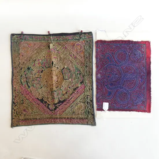 Two embroidered panels, possibly Miao.